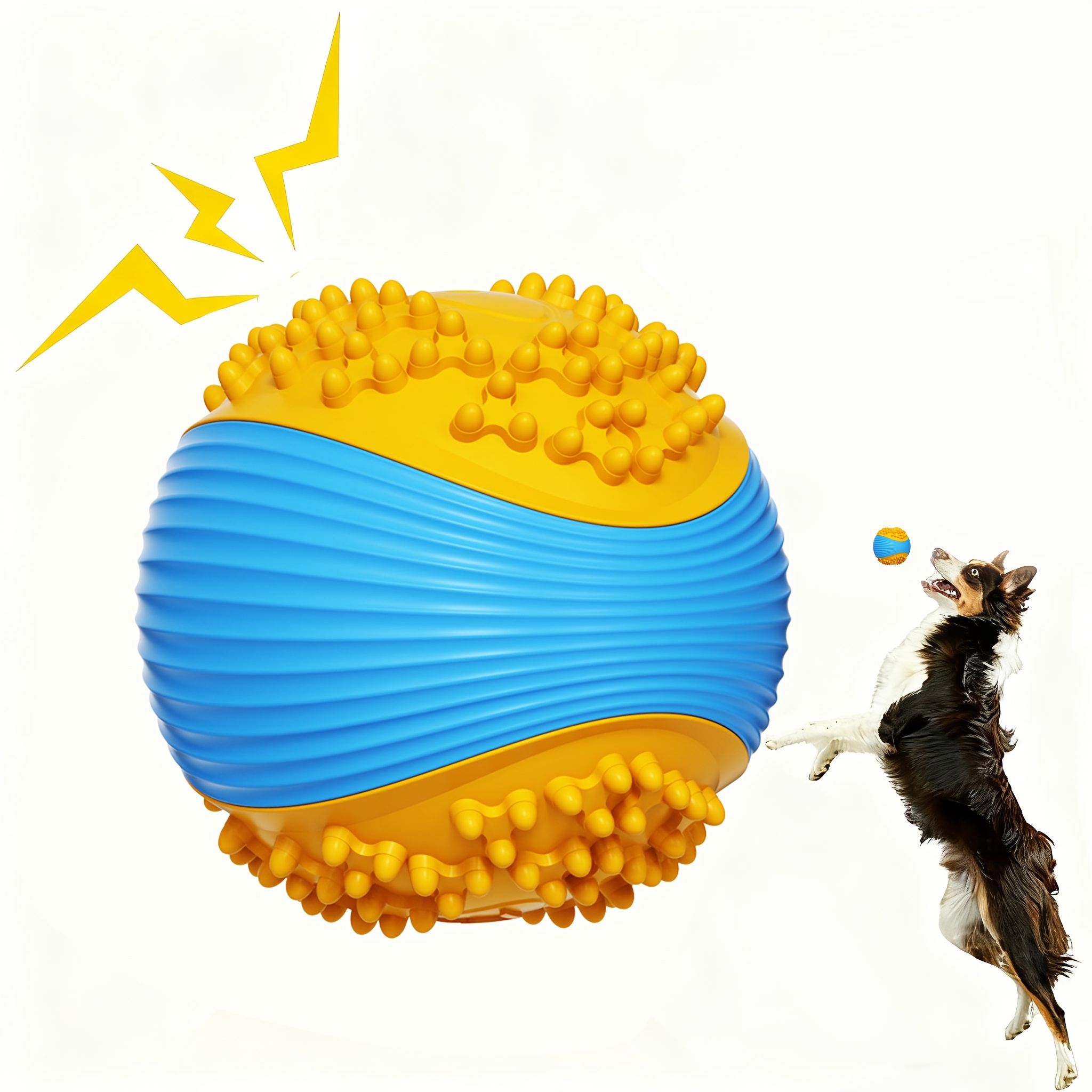 Interactive Squeaky Plush Dog Toy - 壊れない犬用鳴き笛ボールおもちゃ、頑丈なTPR噛むおもちゃ（攻撃的な噛み癖のある犬用）、歯のクリーニングとインタラクティブプレイ用おもちゃ（小型犬用）