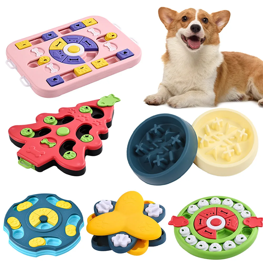 Dog Puzzle Feeder Toy - 子犬 IQ フードディスペンサーゆっくり食べるノンスリップボウルペット猫犬トレーニングゲーム犬パズルおもちゃスローフィーダーインタラクティブ増加