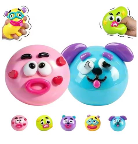 Interactive Squeaky Plush Dog Toy - DIY スマッシャーズ スクイッシー ドッグフェイス スワップ ソフトモールド