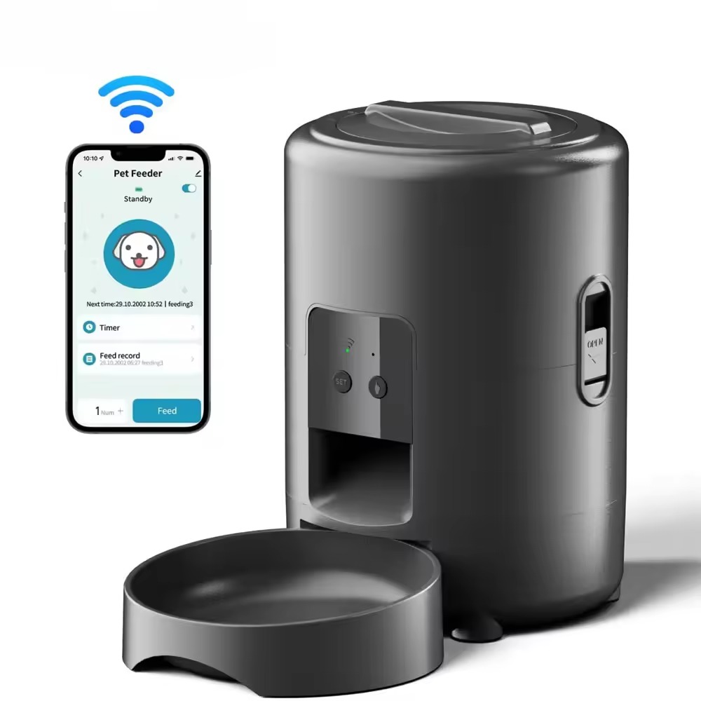 Pet Feeders - 2L APP制御自動ペットフィーダーボタン式自動給餌器スマートコントロールペットフィーダー（猫用、犬用、ドライフードボウル）