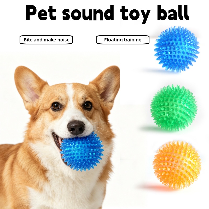 Interactive Squeaky Plush Dog Toy - TPR製 音鳴りペット犬用噛むおもちゃ トゲトゲボール ポルカドット歯磨き トレーニングおもちゃ 小型子犬・猫用アクセサリー