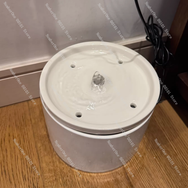 Pet Feeders - セラミック製自動ペット給水器、犬猫用循環式フレッシュウォーターボウル、簡単給水＆フィルター付き給水器