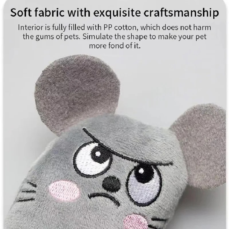 Catnip Interactive Plush Mouse - かわいい猫のおもちゃ面白いインタラクティブぬいぐるみ猫のおもちゃミニ歯ぎしりキャットニップおもちゃ子猫咀嚼マウスおもちゃペットアクセサリー