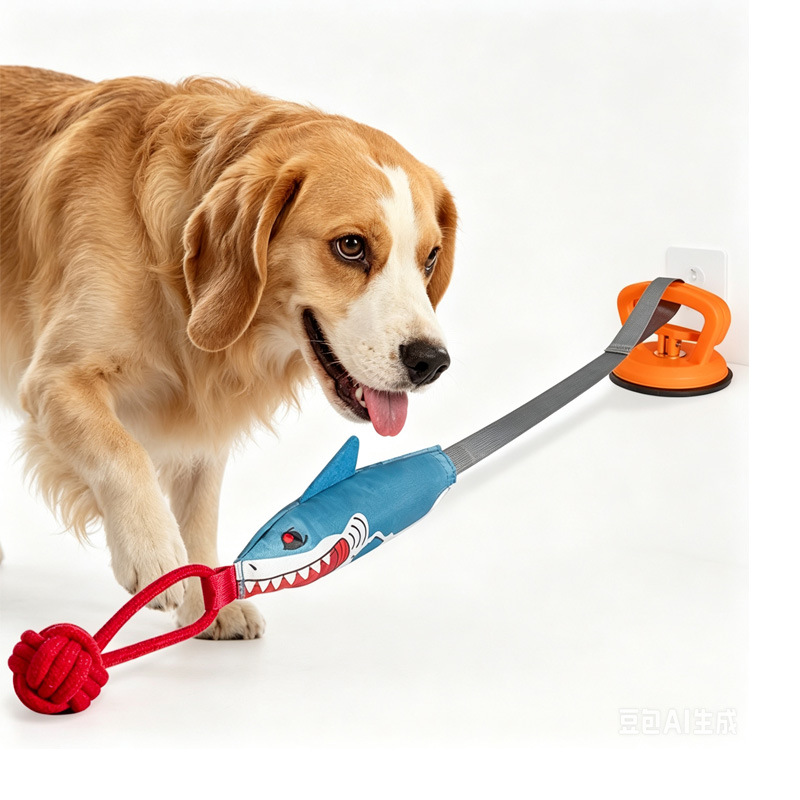 Suction Cup Dog Tug Toy - 吸盤付き犬用おもちゃ、ハンズフリーで楽しく遊べる綿ロープ結び目おもちゃ、室内ペット用噛むおもちゃ