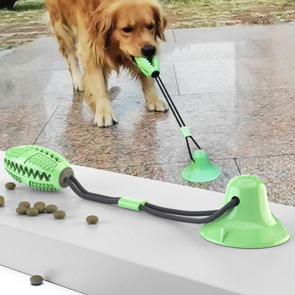Suction Cup Dog Tug Toy - 噛むのが大好きな犬用おもちゃ、インタラクティブな吸盤付きおもちゃ、歯固めロープおもちゃ、犬用パズルおやつ、フードディスペンシングボールおもちゃ