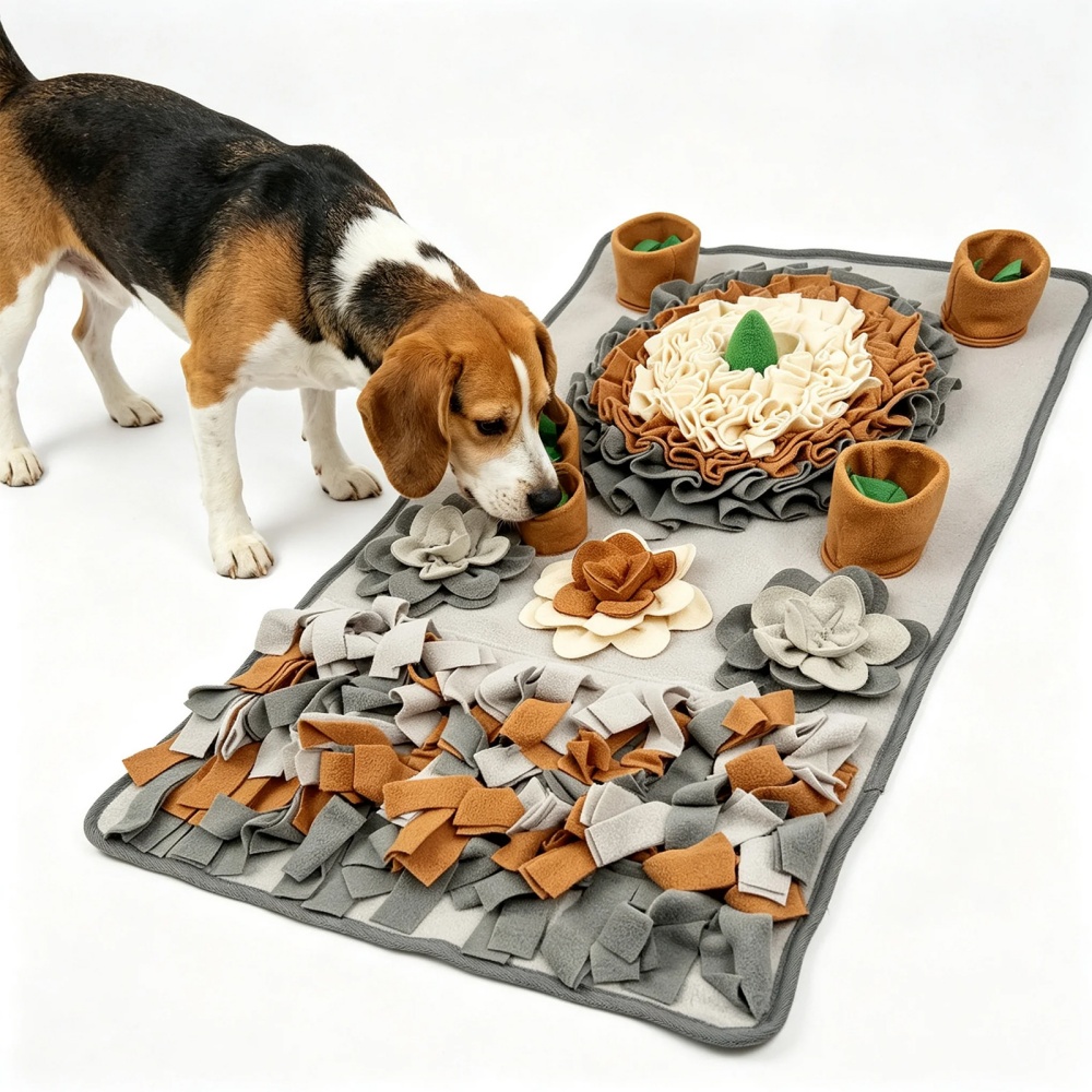 Snuffle Mat For Dogs - 多層構造のフード隠しデザインペット用スナッフルマット、柔らかいポーラーフリース製、滑り止め、犬の嗅覚訓練用スローフィーダーパッド、室内使用向け