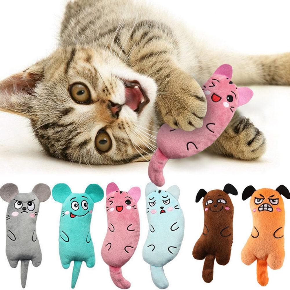 Catnip Interactive Plush Mouse - 漫画風表情の猫のおもちゃ、ぬいぐるみペット用品、内蔵キャットニップ入り、柔らかくて面白いネズミ型、犬型、インタラクティブな噛むおもちゃ、猫、子猫の遊び用