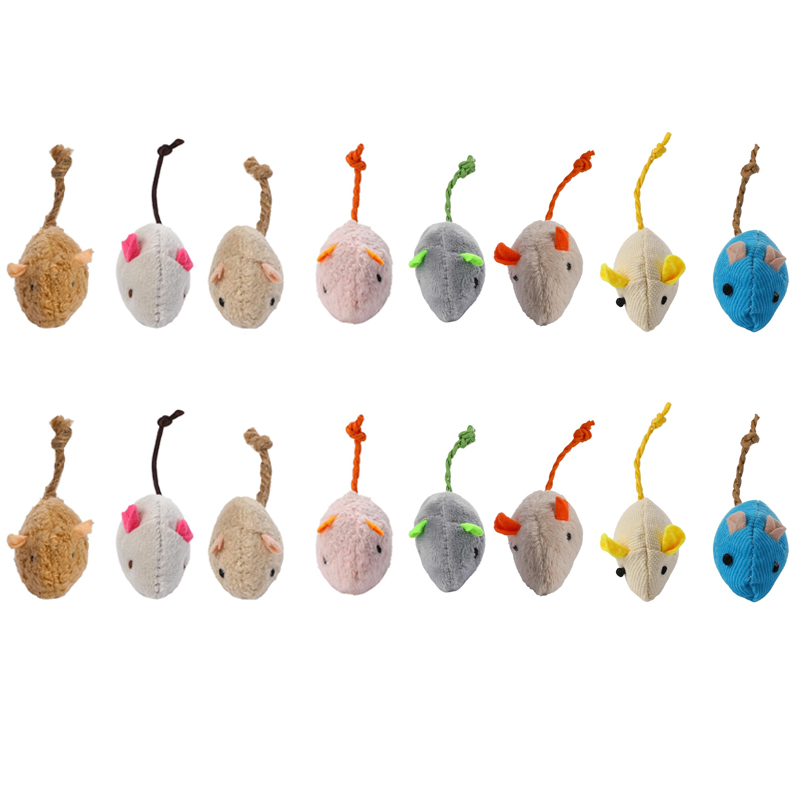 Catnip Interactive Plush Mouse - 16個入り 猫用インタラクティブマウスおもちゃ 猫の噛むおもちゃ 運動おもちゃ 猫用おもちゃ 猫草入りマウスおもちゃ
