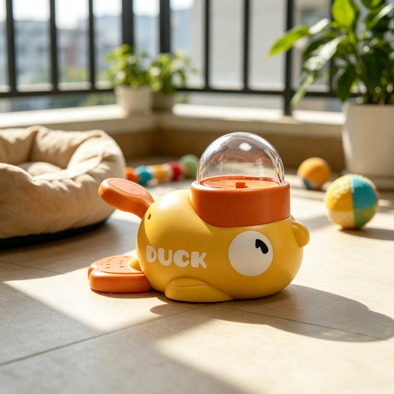 Dog Puzzle Feeder Toy - 2-in-1犬用インタラクティブスローフィーダー＆パズルおもちゃ、漫画のアヒルデザインの犬用トレーニング用おやつディスペンサー、小型犬から大型犬まで