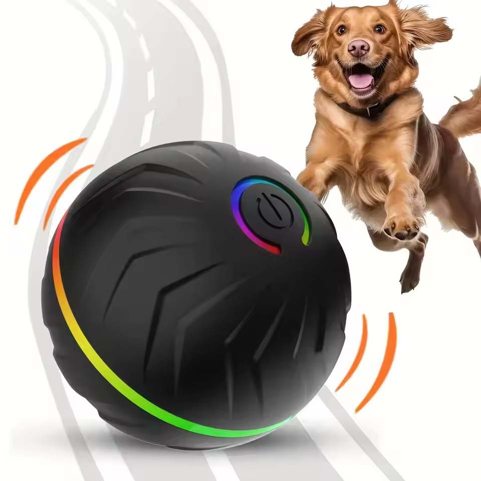 Automatic Moving Dog Ball - インタラクティブスマートドッグトイボール - 子犬から大型犬用のUSB自動移動バウンシングボール - 電子ペットボール 誕生日プレゼント