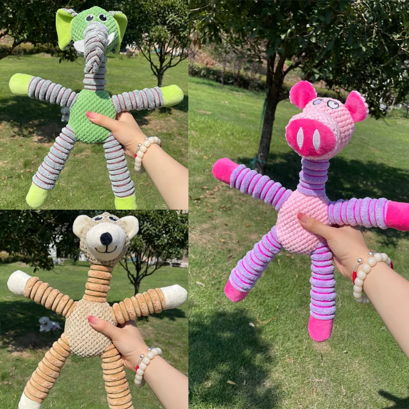 Indestructible Dog Chew Toy - 大型犬用の破壊不可能な鳴き笛入りおもちゃ、柔らかいぬいぐるみ噛むおもちゃ、歯固めトレーニングおもちゃ、噛む力の強い犬用
