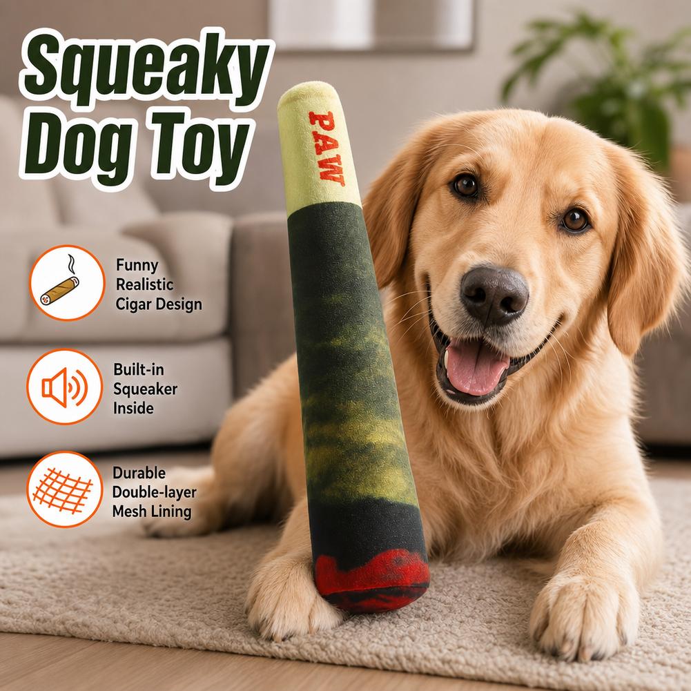 Indestructible Dog Chew Toy - インタラクティブな犬用ジョイントサウンドおもちゃ、小型犬用耐久性のあるスクイーカー付きシガール型おもちゃ、壊れない犬用ぬいぐるみ噛むおもちゃ、ペット用噛みつきおもちゃ