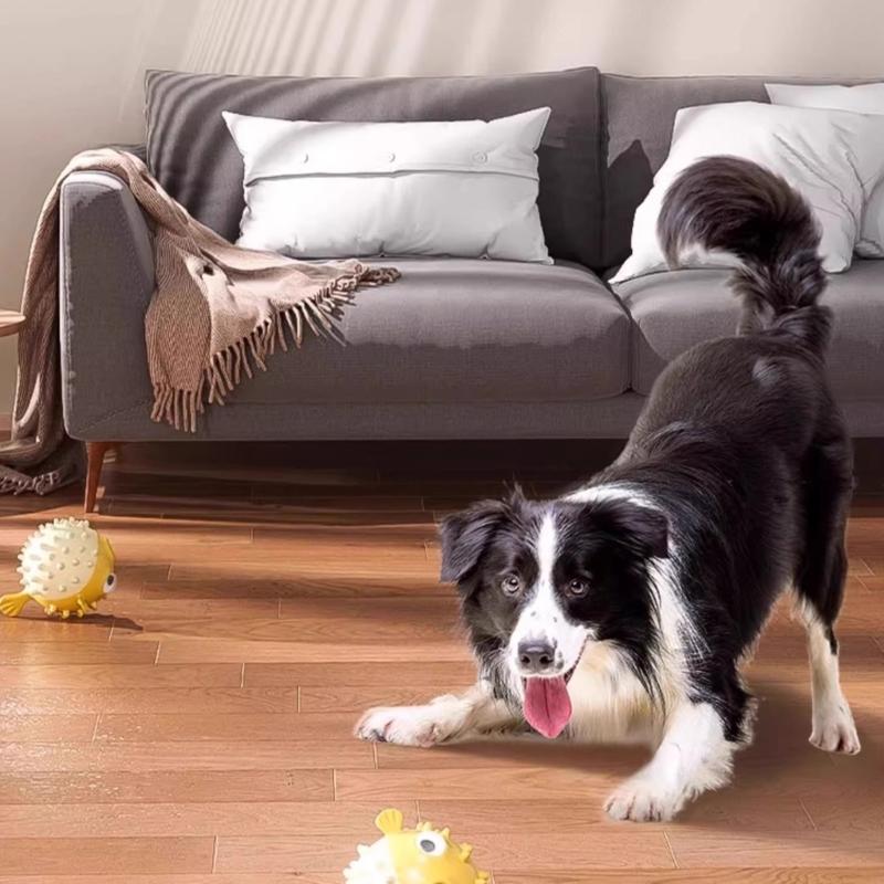 Rubber Treat Dispensing Dog Toy - Y1UD 室内犬強化おもちゃセット 魚の形の咀嚼遊びおやつディスペンサー付き