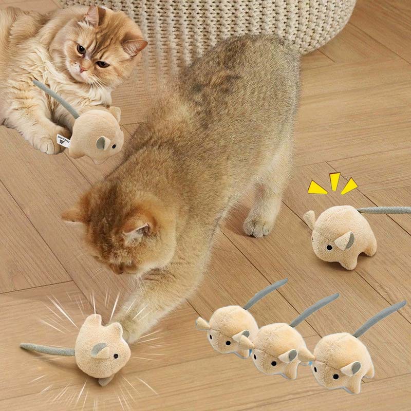 Catnip Interactive Plush Mouse - 電動ぬいぐるみネズミ キャットニップ猫のおもちゃ インテリジェント自動再生子猫のおもちゃ 噛みつき防止インタラクティブ猫のおもちゃ用品