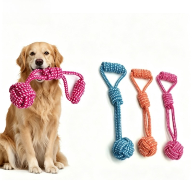 Dog Rope Toy Aggressive Chewers - 1個入り テニスボール付き結び目付き噛み玩具、中型・大型の攻撃的な噛み癖のある犬向けのインタラクティブな引っ張り・投げ取り用頑丈なロープおもちゃ