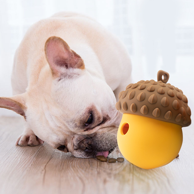 Rubber Treat Dispensing Dog Toy - 面白いインタラクティブ犬子犬のおもちゃかわいい噛むボールパズル歯が生えるおもちゃ小型犬用おやつ強化調剤子犬のおもちゃ