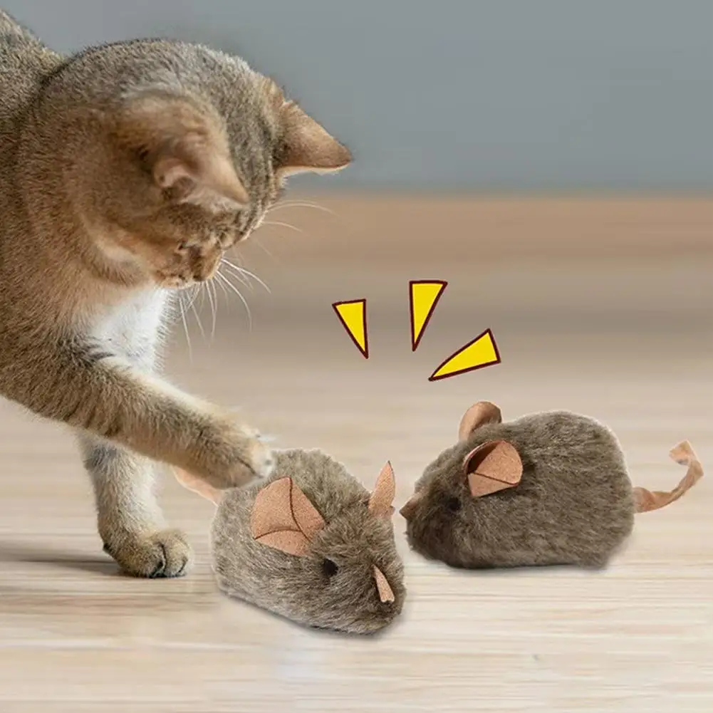 Catnip Interactive Plush Mouse - 面白いぬいぐるみネズミ猫のおもちゃ、シミュレーションマウス子猫のおもちゃ、噛みつき防止自動鳴き笛付きインタラクティブ猫用噛むおもちゃ