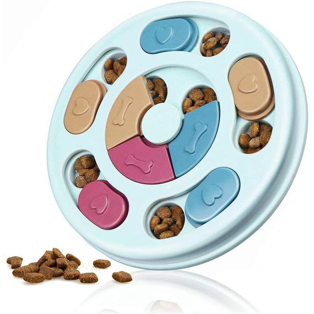 Dog Puzzle Feeder Toy - 犬用のインタラクティブな回転式ターンテーブル,おもちゃのフードディスペンサー,ゆっくりとした食事,ペット,犬,トレーニングゲーム