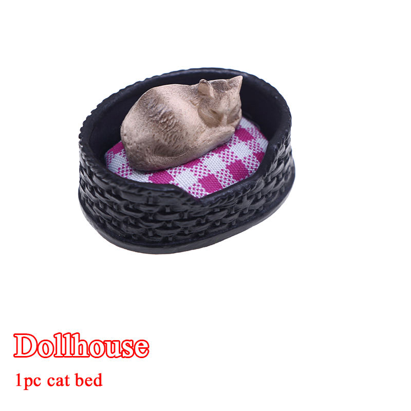 Pet Beds - 1/12 ドールハウスシミュレーションミニ猫ベッドモデルドールハウスリビングルームペット装飾アクセサリーマイクロシーン建設小道具