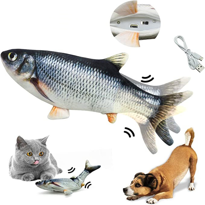 Electric Floppy Fish Dog Toy - 猫のおもちゃ 魚 USB充電式 電動フロッピーフィッシュ 猫用おもちゃ リアルなペット用猫のおもちゃ