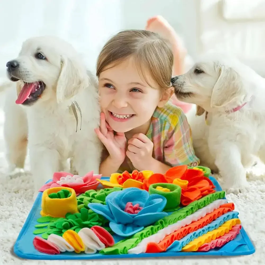 Snuffle Mat For Dogs - 犬用嗅覚トレーニングおもちゃ、犬用捜索救助スナッフルマットパズル、スローフィーダートリートパッド、ペット用舐めパッド、犬用インタラクティブおもちゃ