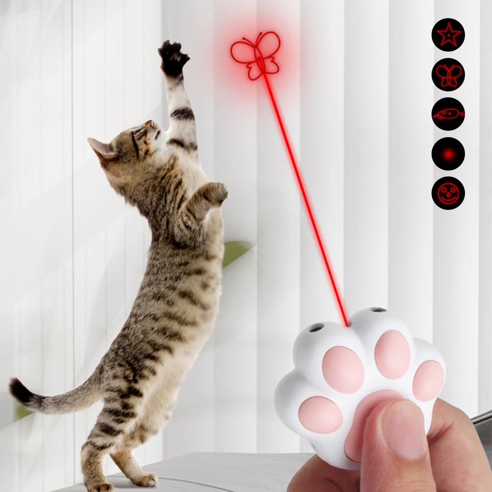 Interactive Squeaky Plush Dog Toy - 面白いレーザーペットのおもちゃ充電式 5 調整可能なパターンペット犬猫インタラクティブ子猫トレーニングチェイサー猫ペットアクセサリー