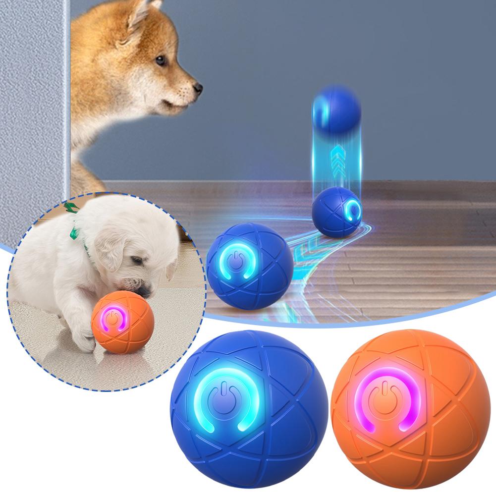 Automatic Moving Dog Ball - 電子インタラクティブペットおもちゃ スマートドッグトイボール USB自動移動 バウンスする子犬用誕生日プレゼント 猫用品 ブルー