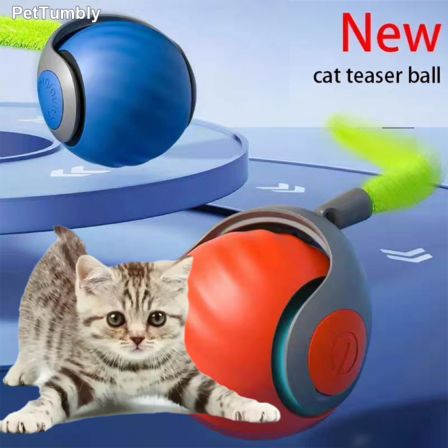 Automatic Moving Dog Ball - インタラクティブ猫用おもちゃボール 自動回転ペットおもちゃ USB充電式 ジャンピングボール 尾を振る機能付き スマート