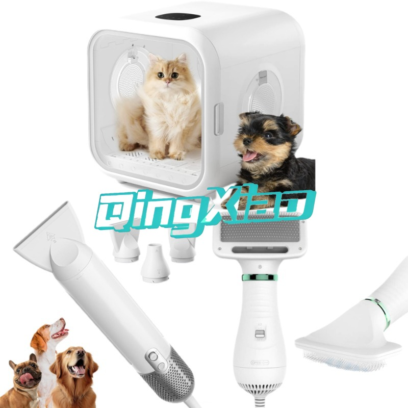 Pet Grooming - ペットグルーミング用ペットドライヤーボックス 猫と犬用 80L デュアルファン 静音ブロワー UV殺菌機能付き