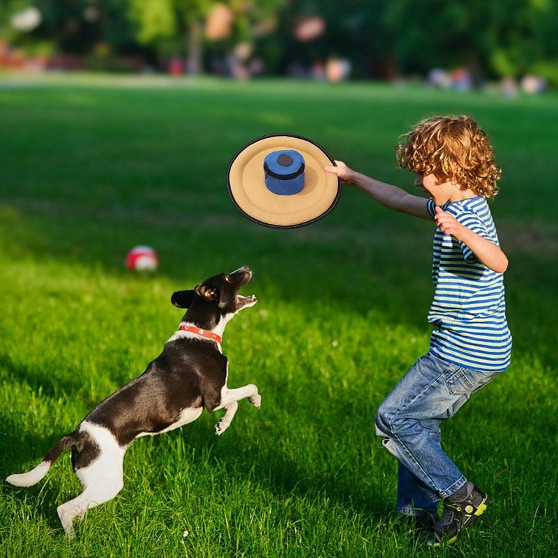 Flying Disc Dog Training Toy - 犬フライングディスクソフト不滅の犬ゲームキャンバスインタラクティブおもちゃトレーニングペット用品屋外ゲームスナックバッグ付き