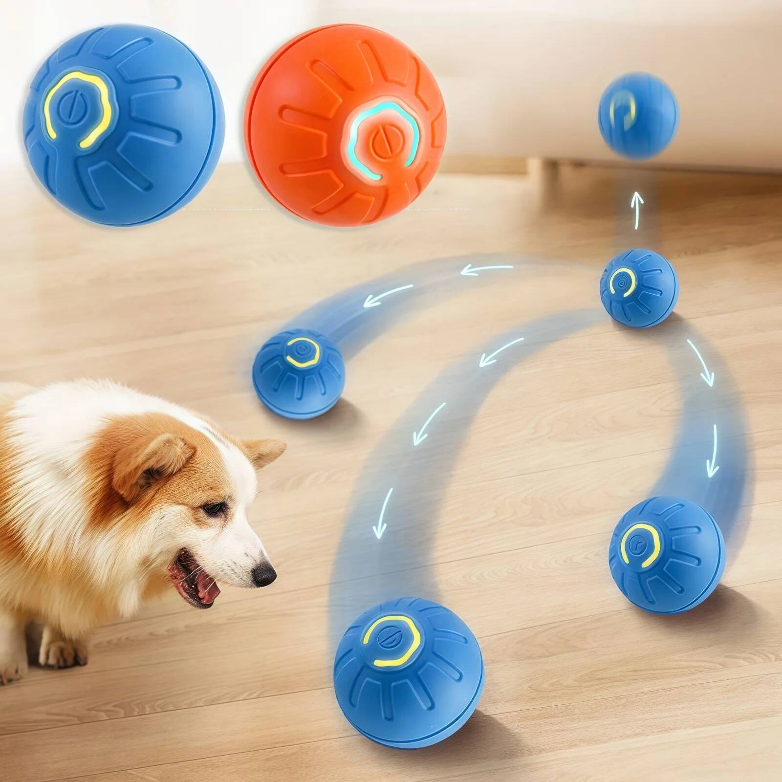 Automatic Moving Dog Ball - スマートドッグトイボール 電子インタラクティブペットトイ 動くボール USB自動移動ジャンプバウンス