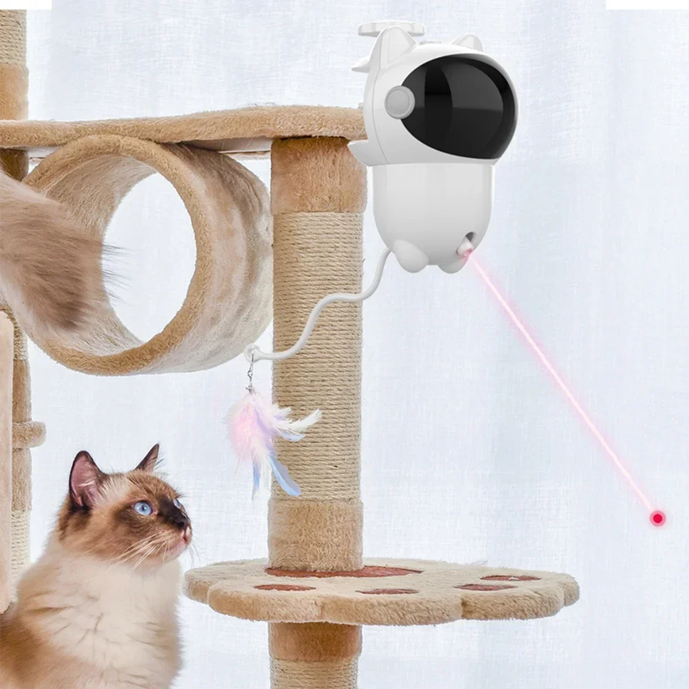 Laser Pointer Cat Toy Automatic - 360度回転インタラクティブ猫用レーザーおもちゃ、ペット用レーザーポインター、猫用自動回転キャッチトレーニングおもちゃ