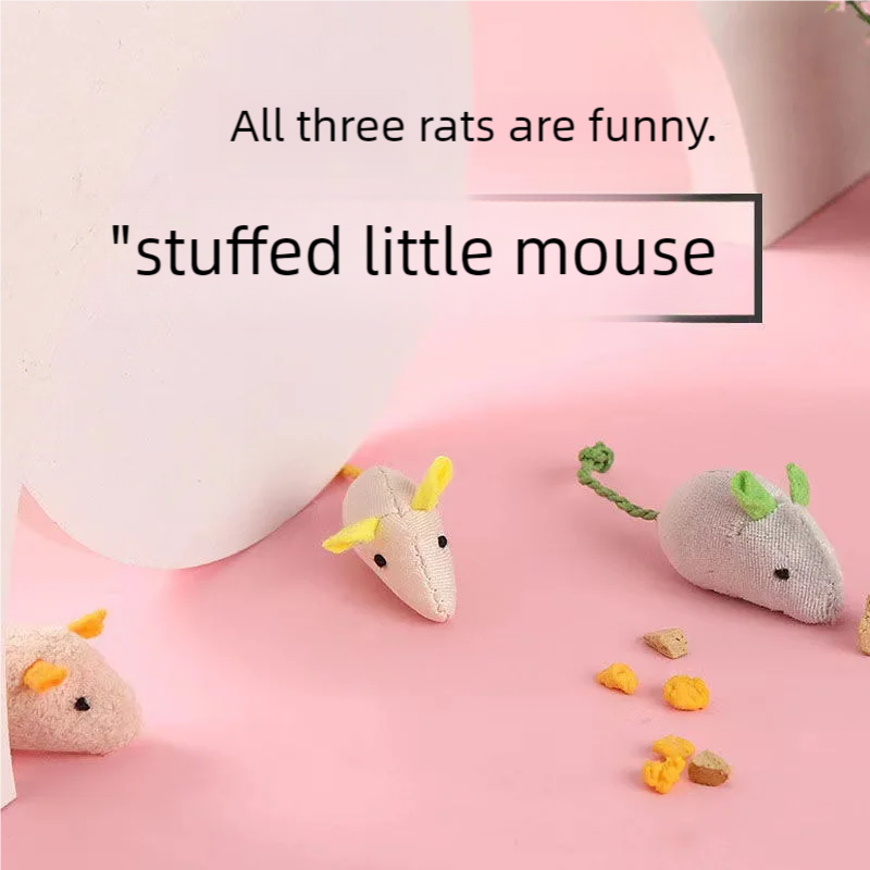 Catnip Interactive Plush Mouse - マタタビマウス猫のおもちゃブルーグレーピンク楽しいぬいぐるみマウス猫子猫スクラッチバイトペットインタラクティブおもちゃ