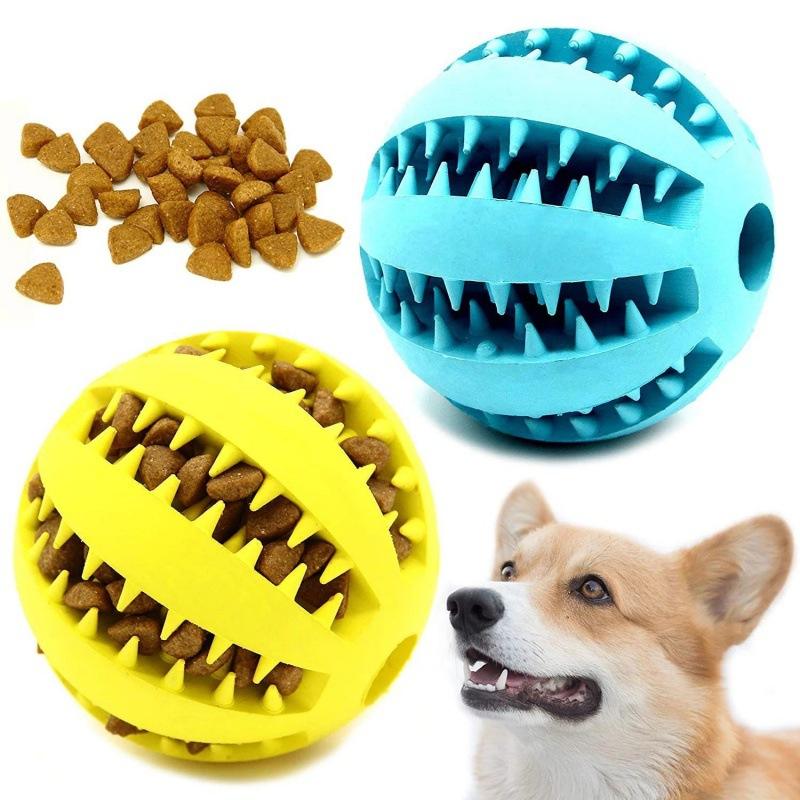 Rubber Treat Dispensing Dog Toy - インタラクティブな犬用おもちゃボール、ゴム製噛み付きおもちゃ、おやつを配る歯磨き用おもちゃ、子犬用フードフィーダー、シリコンボール、猫犬用ペット用品
