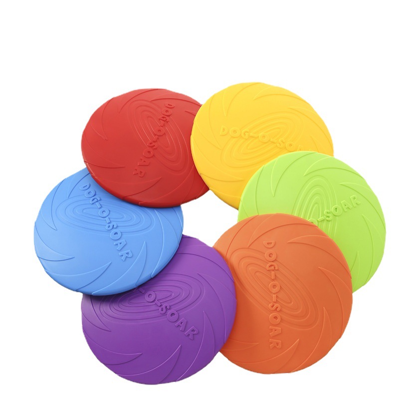 Flying Disc Dog Training Toy - 犬のおもちゃ シリコンフライングディスク マルチカラー 噛むおもちゃ 子犬用 屋外トレーニング