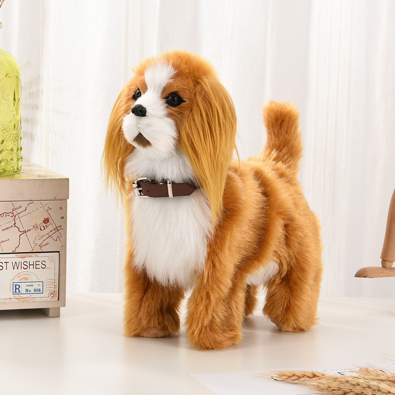 Interactive Squeaky Plush Dog Toy - 子犬のためのインタラクティブな電子ぬいぐるみロボット,サウンドコントロール付きの犬のロボット,風通しの良い音楽,シープドッグ,動物の置物