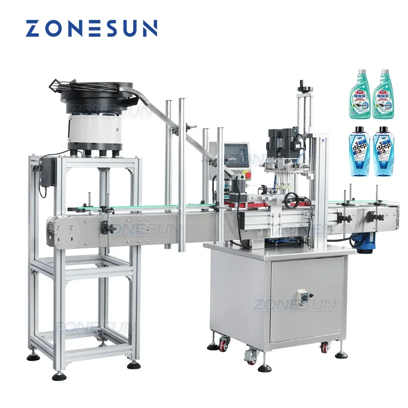 Pet Feeders - ZONESUN ZS-XG16P自動キャッピングマシン、スクリューキャップ用振動フィーダー、シャンプー、PETボトル、ドロッパー、食用油用