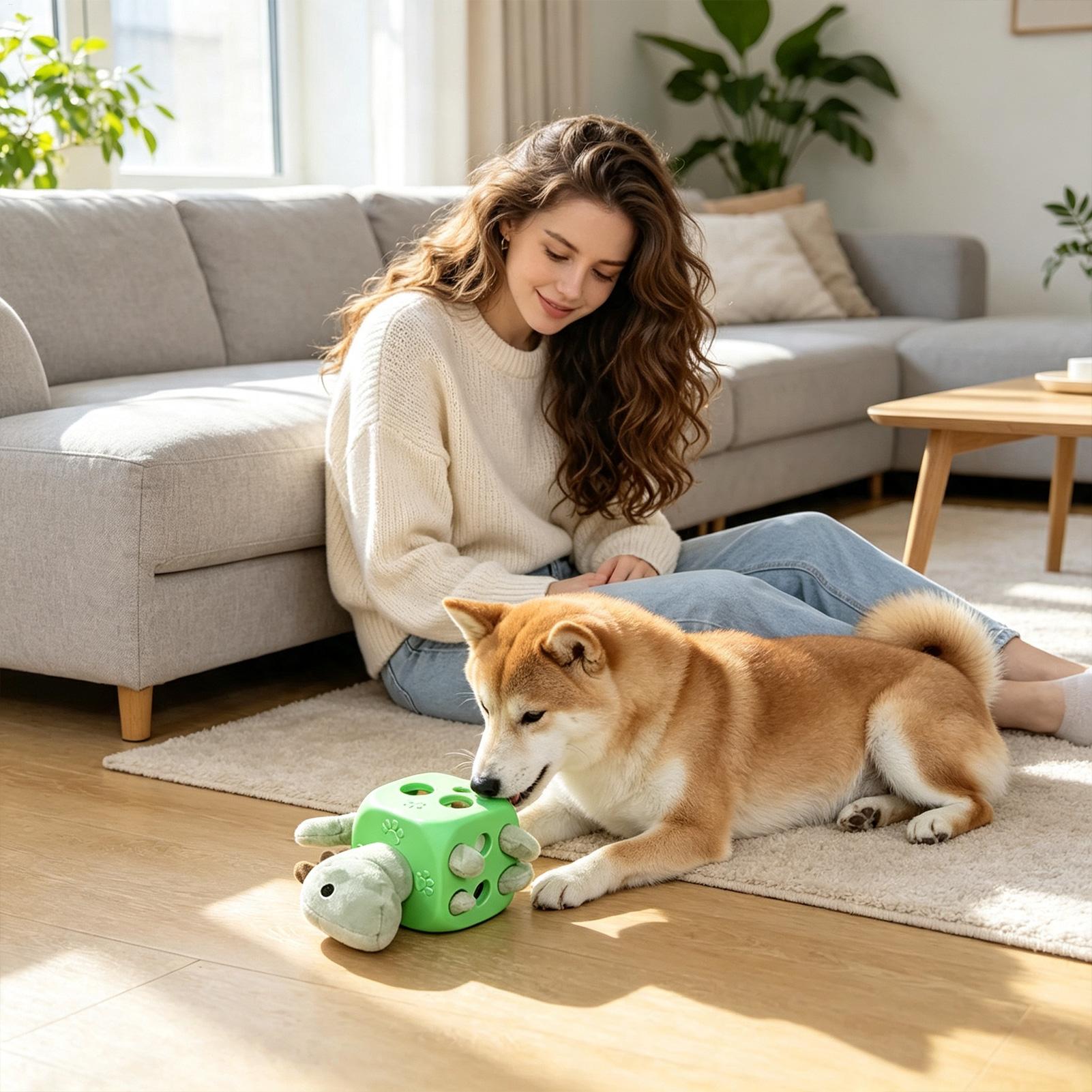 Rubber Treat Dispensing Dog Toy - インタラクティブな犬用おもちゃ、知育玩具、鳴き笛付き動物型ガジェット、ペット用おやつディスペンサー、小型犬、中型犬、大型犬用噛むおもちゃ