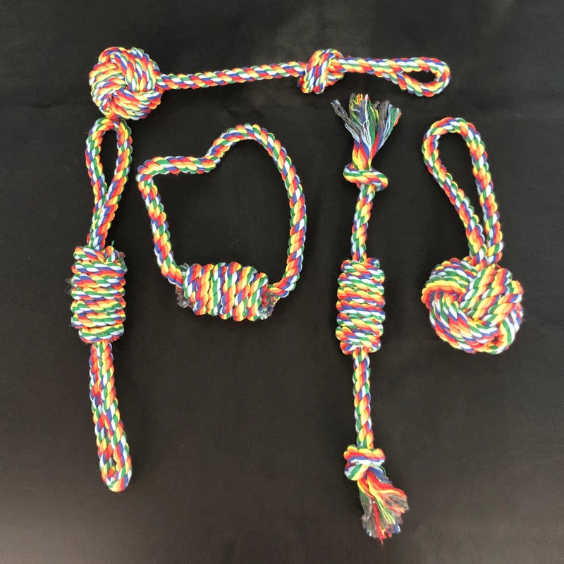 Dog Rope Toy Aggressive Chewers - 耐久性のある犬用ロープおもちゃ 攻撃的な噛みつき癖のある犬用 3ノットロープおもちゃセット トレーニングや歯が生える時期の犬用