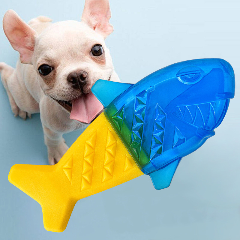 Teeth Cleaning Dog Chew Bone - 冷凍可能な夏用犬用冷却おもちゃ、歯ぎしり用骨型水入り冷凍噛むおもちゃ、噛みつきに強い歯磨き用おもちゃ、犬用ペット用品