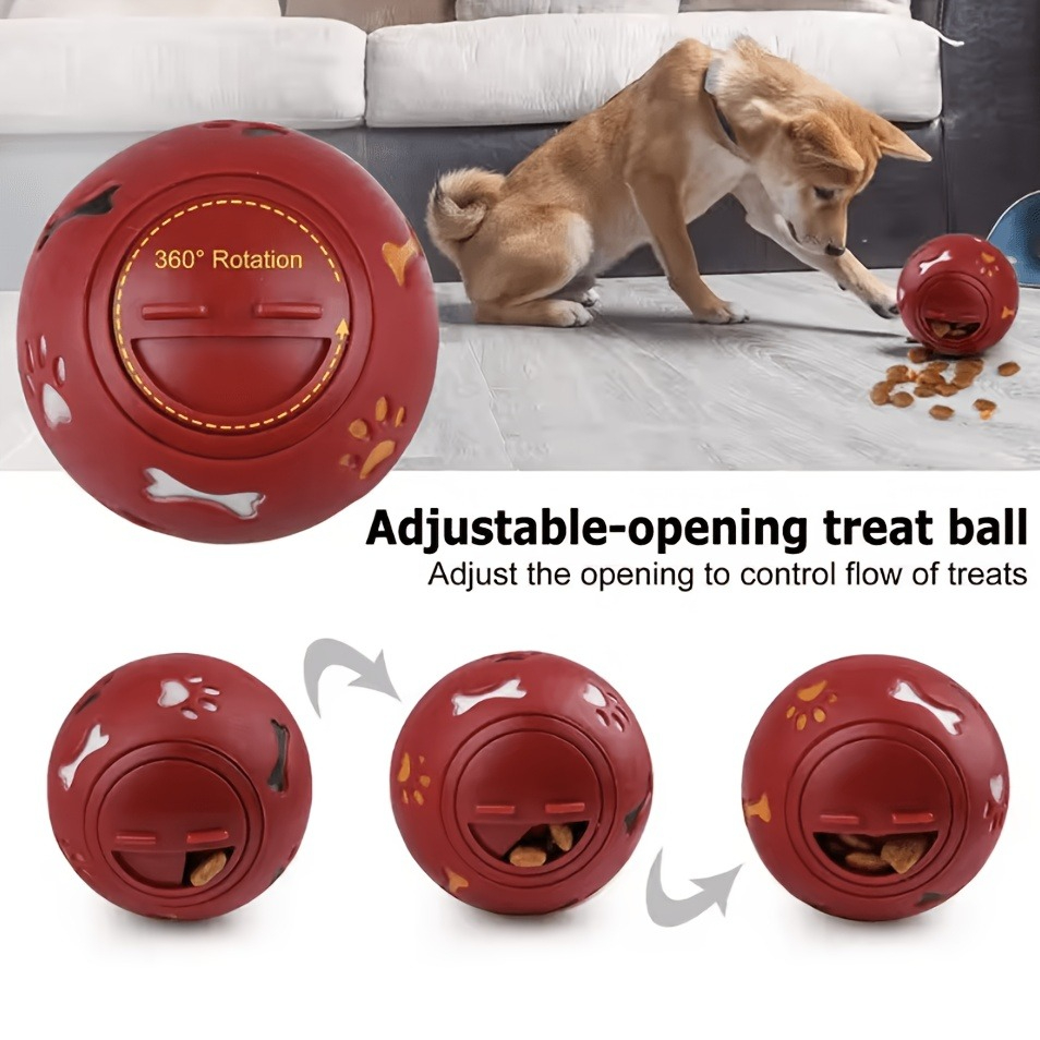 Rubber Treat Dispensing Dog Toy - 犬用おやつボール、猫と犬用のスローフィーダーフードディスペンサーおもちゃ、遊びとトレーニング用のインタラクティブな漏れ防止ゴム製噛みボール