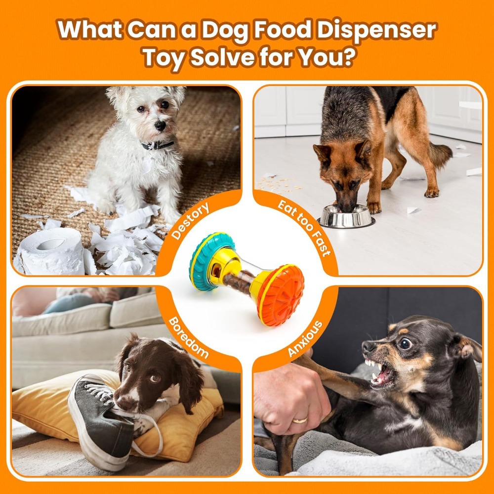 静かに回転するおやつ分配犬用おもちゃ – 調整可能なパズルレ - Rubber Treat Dispensing Dog Toy のレビューと価格