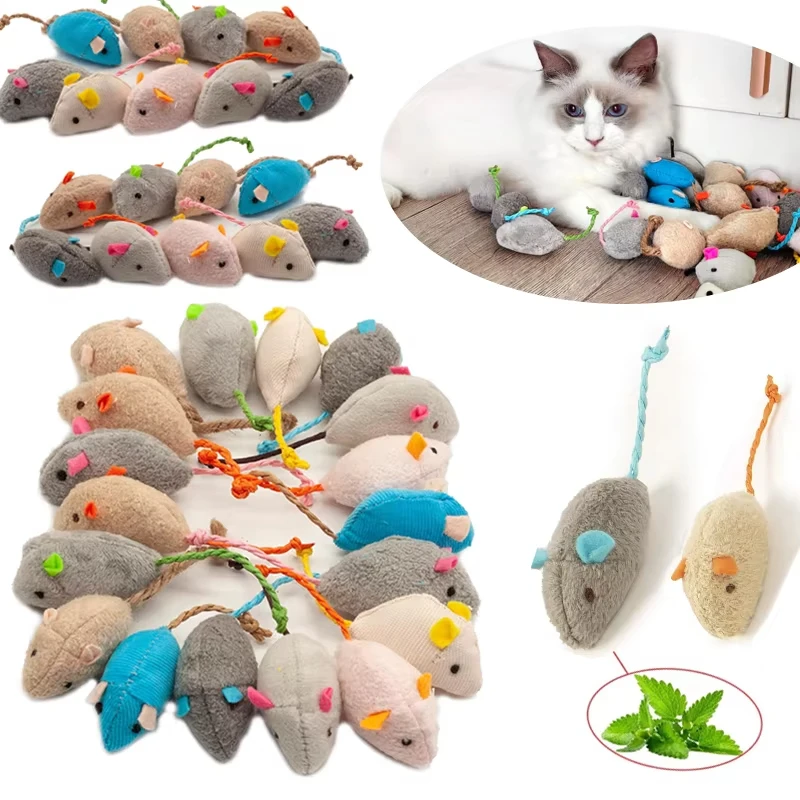 5個入りガラガラ猫マウスおもちゃ、また猫用ニップル入りフェイ - Catnip Interactive Plush Mouse のレビューと価格