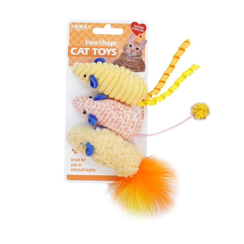 猫のおもちゃ 3個入り ぬいぐるみ 模造ネズミ 噛むと音が鳴 - Catnip Interactive Plush Mouse のレビューと価格