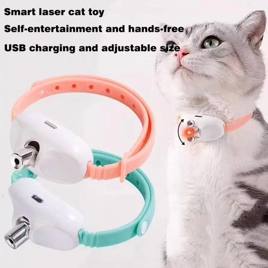スマートLEDレーザー猫用首輪おもちゃ、ハンズフリー自動イン - Laser Pointer Cat Toy Automatic のレビューと価格