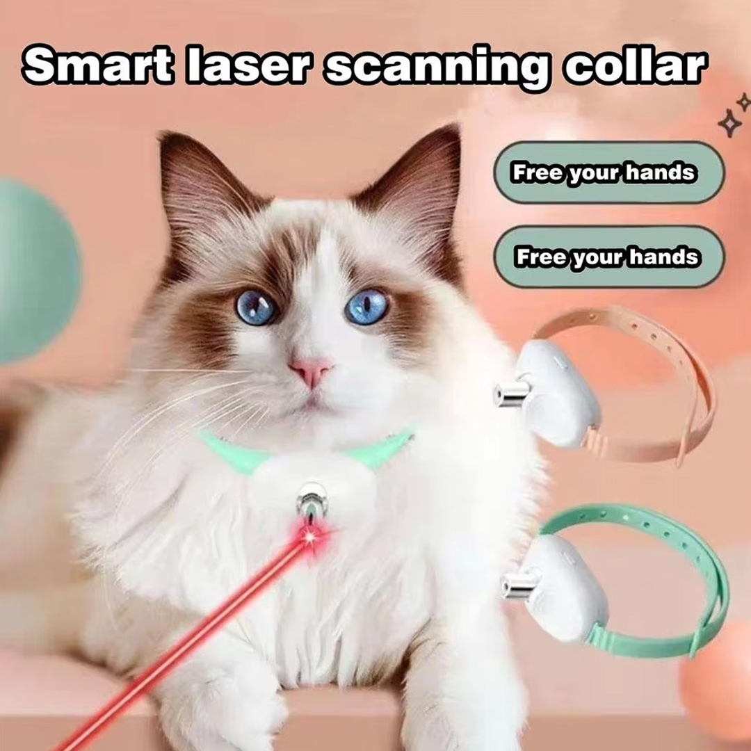 スマートLEDレーザー猫用首輪おもちゃ、ハンズフリー自動イン - Laser Pointer Cat Toy Automatic のレビューと価格