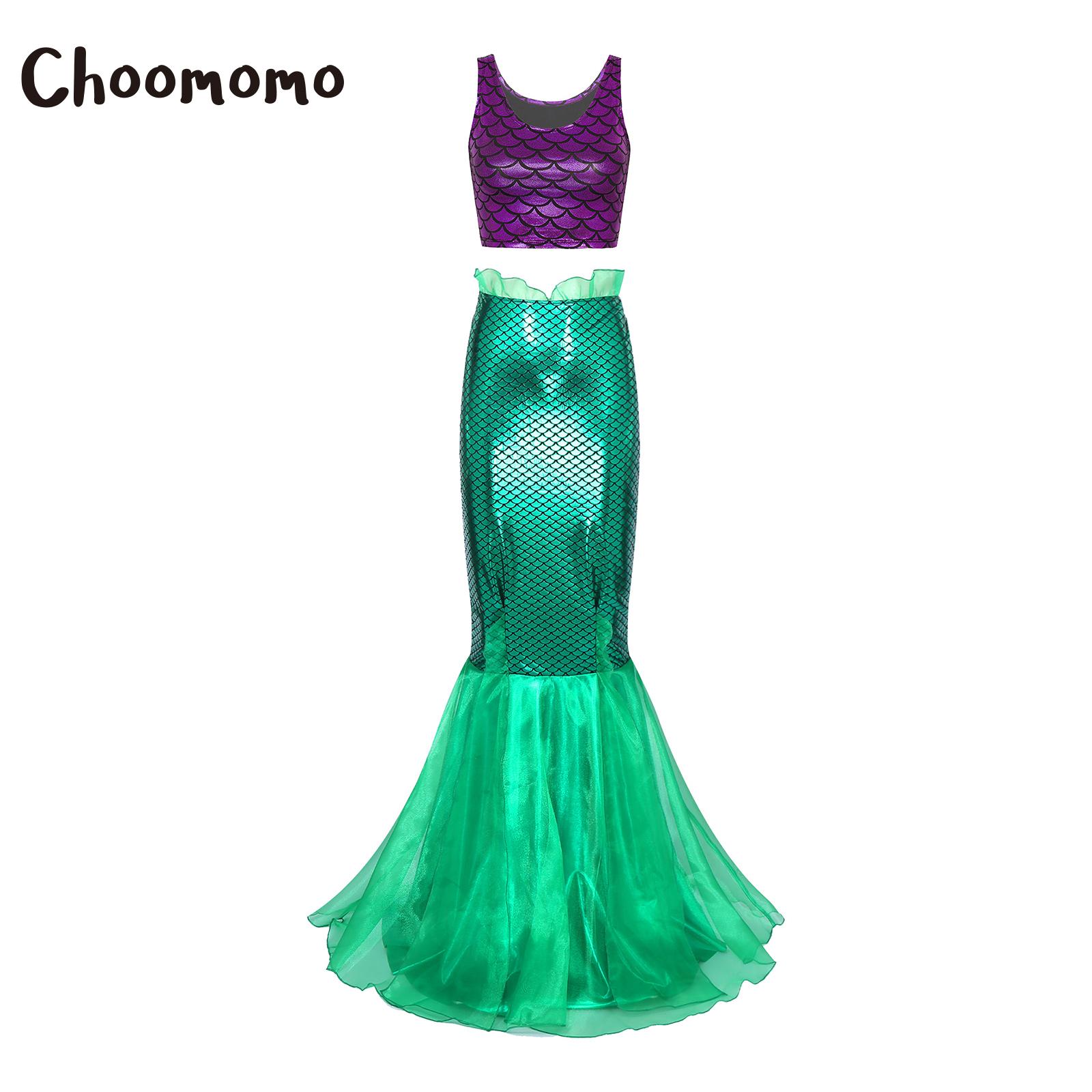 女性ハロウィンマーメイドコスプレ衣装メタリックタンクトップ魚 - Aquarium のレビューと価格