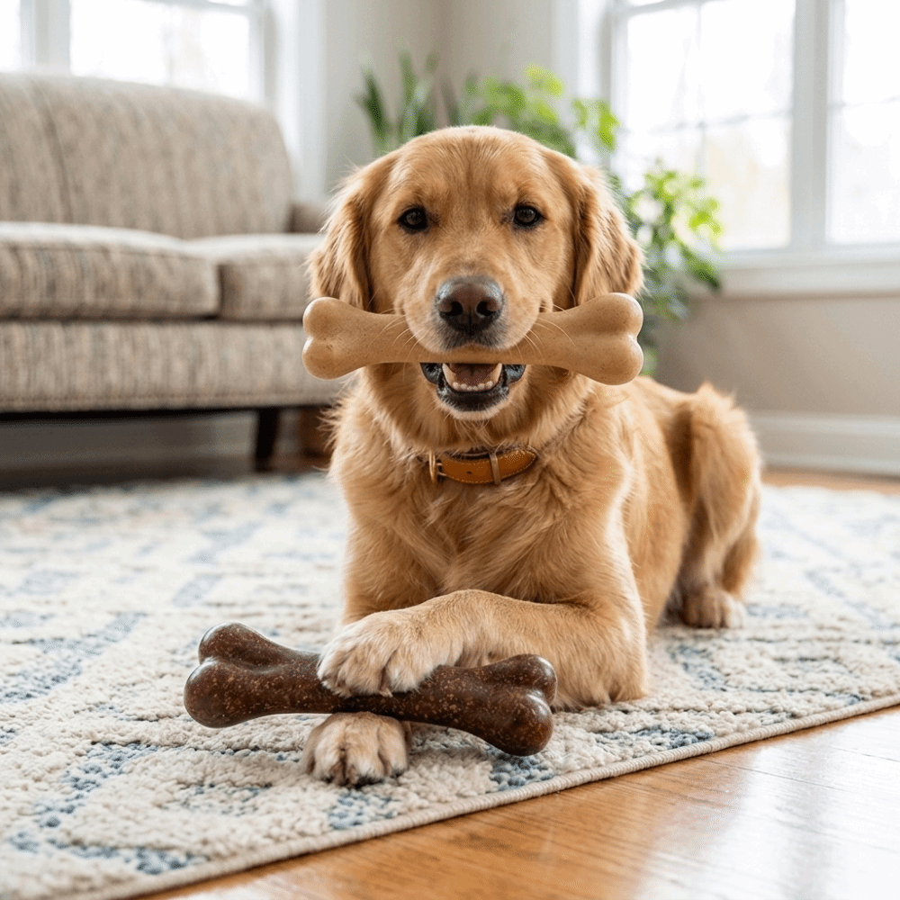 骨型の噛むおもちゃ、牛肉の香り、丈夫で耐久性のある噛みつきお - Teeth Cleaning Dog Chew Bone のレビューと価格