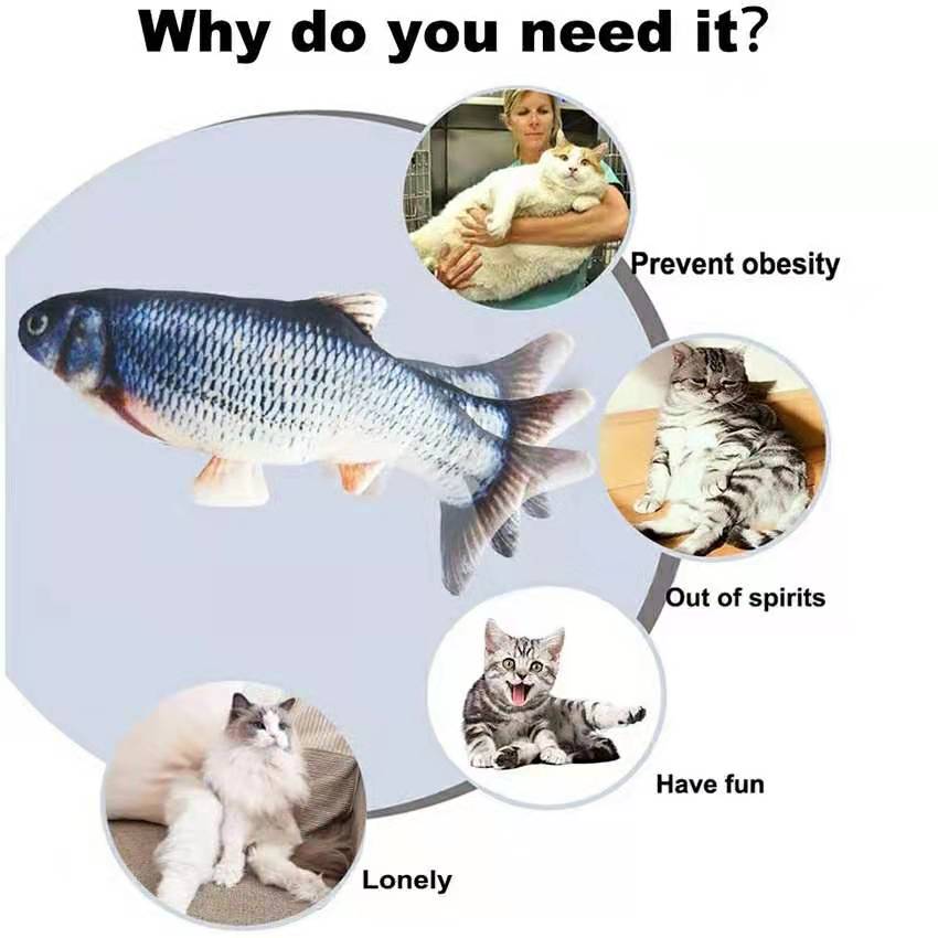 猫用おもちゃ 魚型 USB充電式 電動インタラクティブおもち - Electric Floppy Fish Dog Toy のレビューと価格
