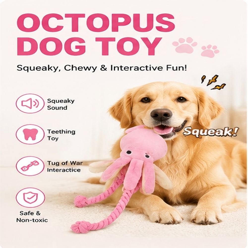 巨大なぬいぐるみタコ型犬用噛み玩具、耐久性のある綿ロープの脚 - Dog Rope Toy Aggressive Chewers のレビューと価格